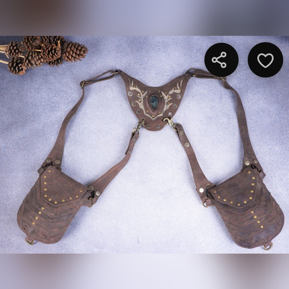 NEW Brown leather gemstone festival holster